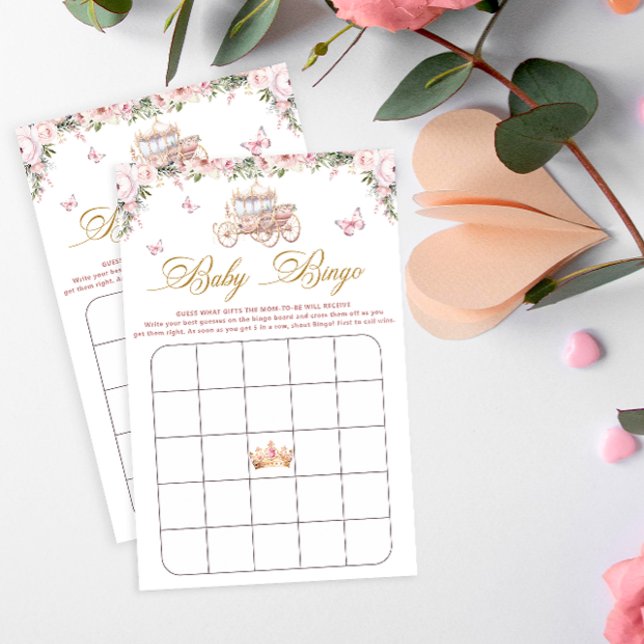  Rosa Blommigt Princess Baby Shower Bingo Game (Skapare uppladdad)