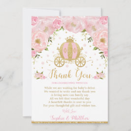 Rosa Blommigt Princess Baby Shower Pumpkin Carriag Tack Kort