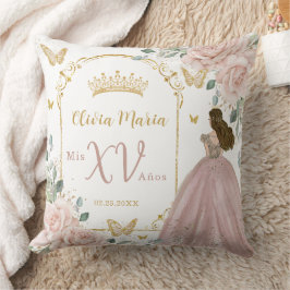  Rosa Blommigt Princess Butterflies Quinceañera Kudde