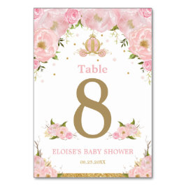 Rosa Blommigt Princess Carriage Girl Baby Shower Bordsnummer