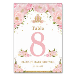 Rosa Blommigt Princess Carriage Girl Baby Shower Bordsnummer