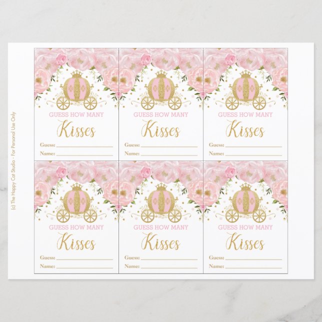 Rosa Blommigt Princess gissar hur många Kisses-spe (Framsida)