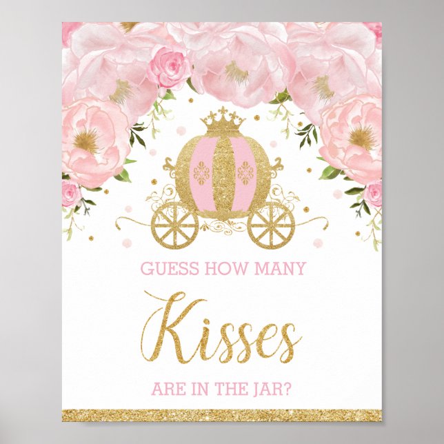 Rosa Blommigt Princess gissar hur många Kisses-spe Poster (Framsidan)