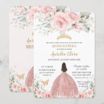  Rosa Blommigt Princess Ro Guld Quinceañera I