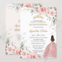  Rosa Blommigt Princess Ro Guld Quinceañera