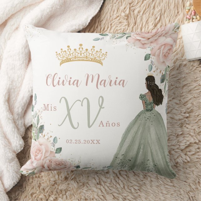  Rosa Blommigt Princess Sage Dress Quinceañera Kudde (Filt)