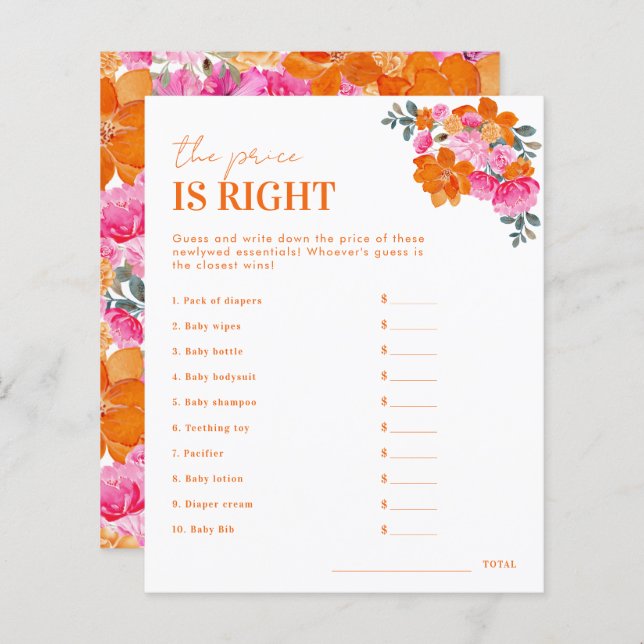 Rosa Blommigt Pris är Höger babystöldspel (Fram/baksida)