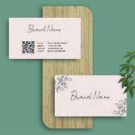 Rosa Blommigt Professionell Calligraphy QR-kod Visitkort