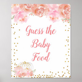 Rosa blommigt pumkin Watercolor Gissa Baby Food Poster