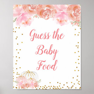 Rosa blommigt pumkin Watercolor Gissa Baby Food Poster