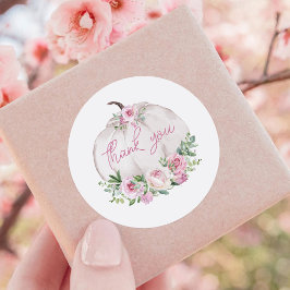 Rosa Blommigt Pumpkin Baby Shower Tack Runt Klistermärke