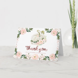 Rosa Blommigt Pumpkin Fall Baby Shower-Tack Kort