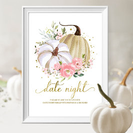 Rosa Blommigt Pumpkin Falldatum Nattsignatur Burk Poster