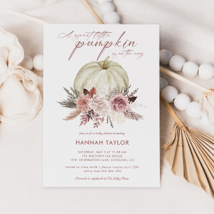 Rosa Blommigt Pumpkin Girl Baby Shower Inbjudningar