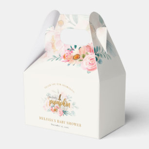 Rosa Blommigt Pumpkin Girl Baby Shower Tack Presentaskar