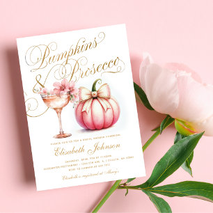 Rosa Blommigt Pumpkins and Prosecco Möhippa Inbjudningar