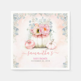  Rosa Blommigt Pumpkins Fall Baby Shower Pappersservett