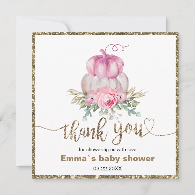 Rosa Blommigt Pumpkins Fall tack (Framsida)