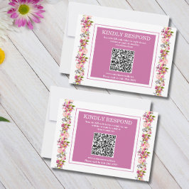 Rosa Blommigt QR-kodOSA kort