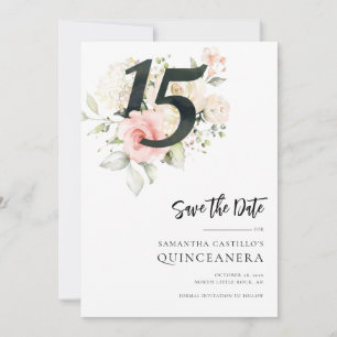 Rosa Blommigt Quinceanera 15:e födelsedagen Spara Datumet
