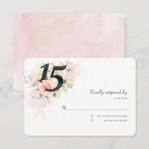 Rosa Blommigt Quinceanera 15:e Födelsedagsfesten OSA Kort