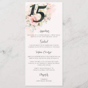 Rosa Blommigt Quinceanera 15:e Födelsedagsfestens  Meny