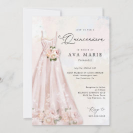 Rosa Blommigt Quinceañera Birthday Photo Inbjudningar