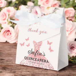 Rosa Blommigt Quinceañera Butterflies Presentaskar