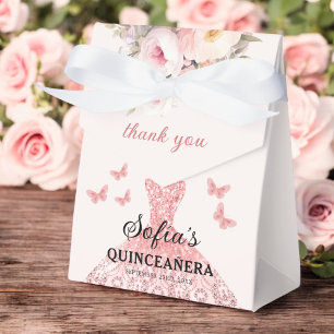  Rosa Blommigt Quinceañera Butterflies Presentaskar