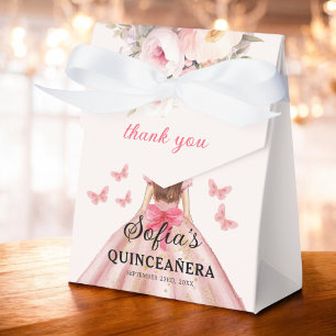  Rosa Blommigt Quinceañera Butterflies Presentaskar