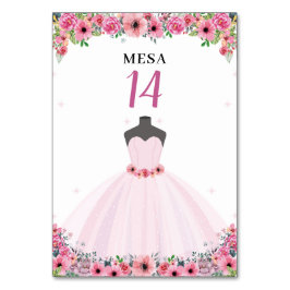 Rosa Blommigt Quinceanera Dress Party Bordsnummer