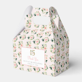 Rosa Blommigt Quinceañera Favor Box Mis XV Ro 15 Presentaskar