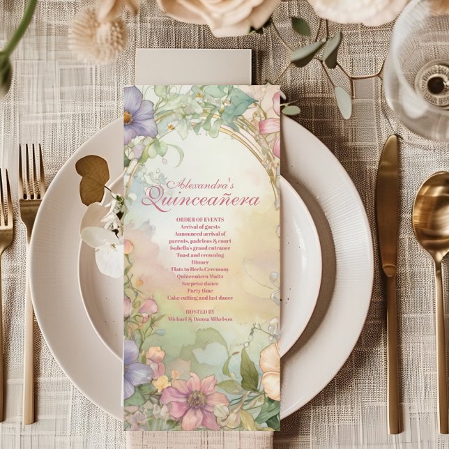  Rosa Blommigt Quinceanera Firande (Skapare uppladdad)