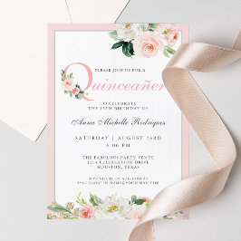  Rosa Blommigt Quinceanera Firande Inbjudningar