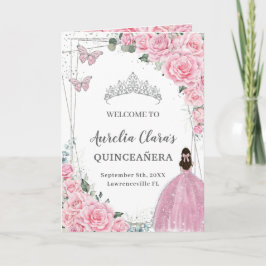 Rosa Blommigt Quinceañera Order of Events Padrinos Program