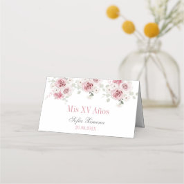 Rosa Blommigt Quinceañera Placeringskort