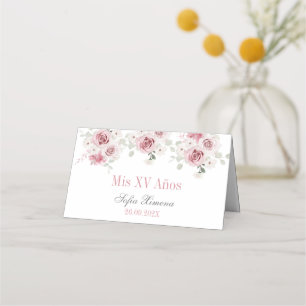 Rosa Blommigt Quinceañera Placeringskort