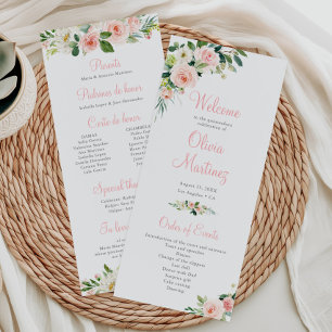 Rosa Blommigt Quinceañera Program Order of Events