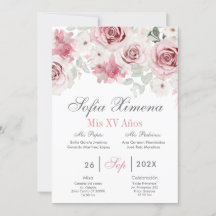 Rosa Blommigt Quinceañera Spanska
