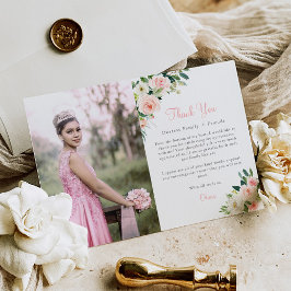 Rosa Blommigt Quinceañera Tack för att du har kort