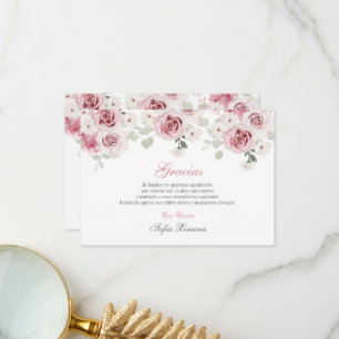 Rosa Blommigt Quinceañera Tack Kort