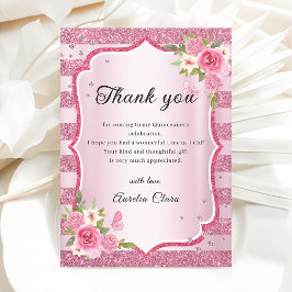 Rosa Blommigt Quinceanera - tackkort Tack Kort