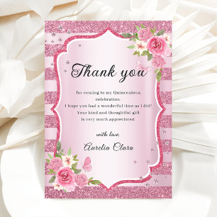 Rosa Blommigt Quinceanera - tackkort Tack Kort