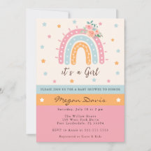 Rosa Blommigt Rainbow Baby Shower Det är en flicka