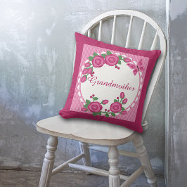 Rosa Blommigt Ram farmor Kudde