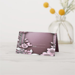 Rosa Blommigt Ram-platskort Placeringskort