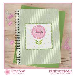 Rosa Blommigt Rand och Polka Dot Monogrammed Anteckningsbok