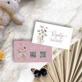 Rosa Blommigt Registry Baby Shower Tilläggskort