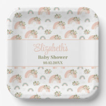 Rosa Blommigt Regnbåge Baby Shower