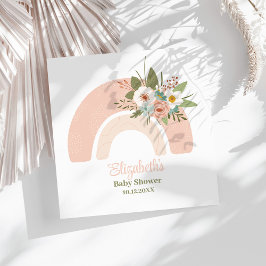 Rosa Blommigt Regnbåge Baby Shower Napkins Pappersservett